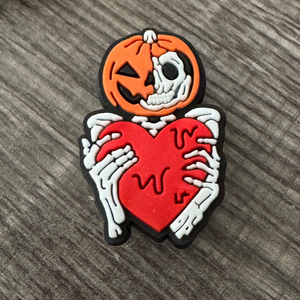 Pumpkin Head Skeleton with Heart Shoe Charm 5/$20